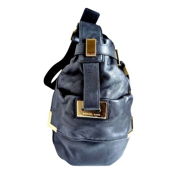 MICHAEL KORS Beverly Drawstring Black Leather Satchel - Picture 5 of 10